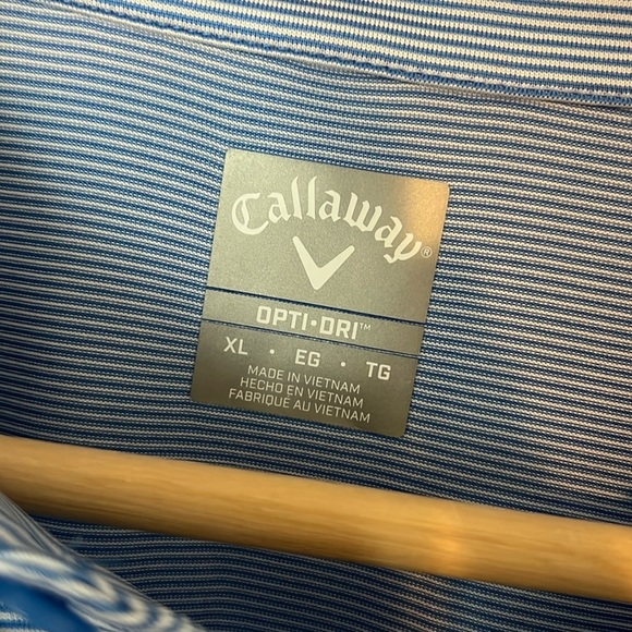 Callaway Blue Striped Golf Polo Shirt with Embroidered Logo XL - Picture 3 of 8
